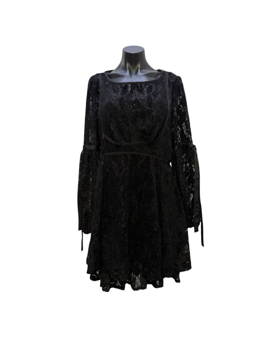 Free People Black Lace Dress/Slip Long Sheer L